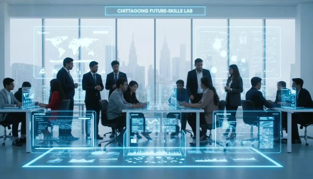 Z8 Learning Future Skills School, Future skills training in Chittagong, Reskilling and upskilling CTG, Digital skills for future jobs, Career resilience training Bangladesh, Web development and AI literacy, Soft skills and leadership training, Global skills school Chittagong