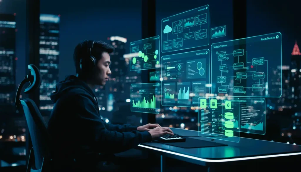 z8-learning-full-stack-app-development, full-stack developer training, MERN stack course, PERN stack course, React, Next.js, Tailwind CSS, Node.js, Express backend, MongoDB, PostgreSQL, REST, GraphQL APIs, Docker, AWS, CI/CD, portfolio-ready web applications, dynamic content engine