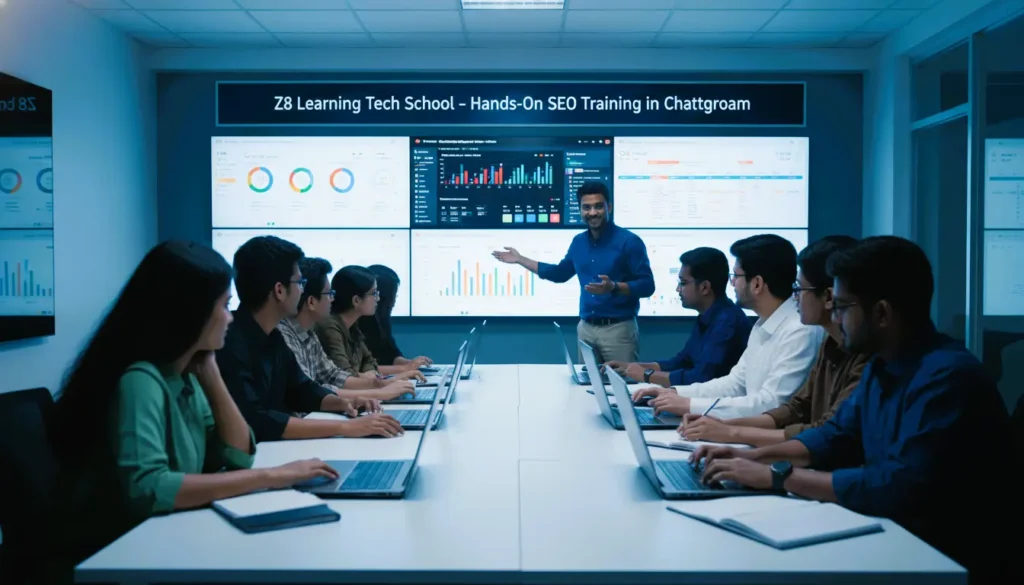 z8-learning-seo-class-ctg, SEO Class in Chattagong, Hands-On SEO Training CTG, Interactive SEO Learning, Technical SEO Workshop, Google Analytics and Keyword Research, Live Project SEO Lab, Freelance SEO Skills CTG, SEO Mentorship Chattagong