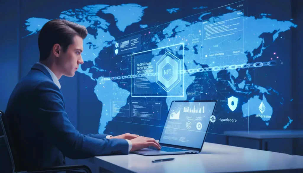 Blockchain certification online, blockchain certification online 2026, NFT blockchain certificate on-chain credential, Ethereum smart contract developer certification, enterprise blockchain architect training, online Web3 certification program