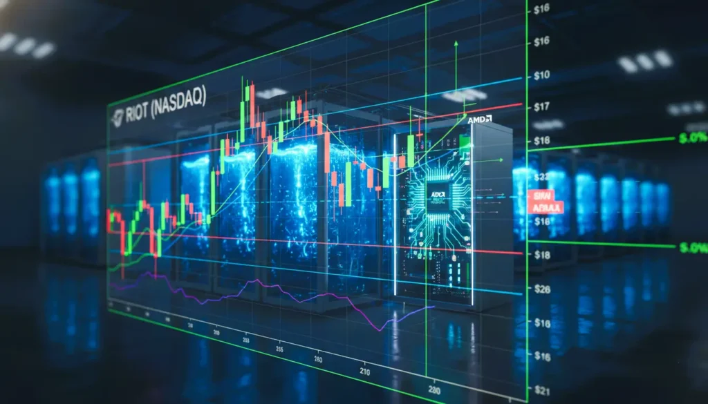 Riot Blockchain stock, RIOT stock, Riot Platforms, NASDAQ RIOT, Bitcoin mining stock, RIOT price prediction 2026, AMD data center lease