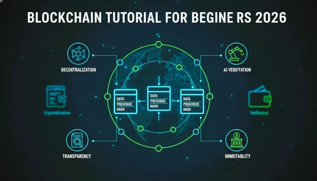 Blockchain Tutorial for Beginners, What is Blockchain 2026, Beginner Blockchain Guide, Learn Blockchain Basics, How Blockchain Works, Decentralized Ledger Technology, Proof of Work vs Proof of Stake, Blockchain for Beginners 2026