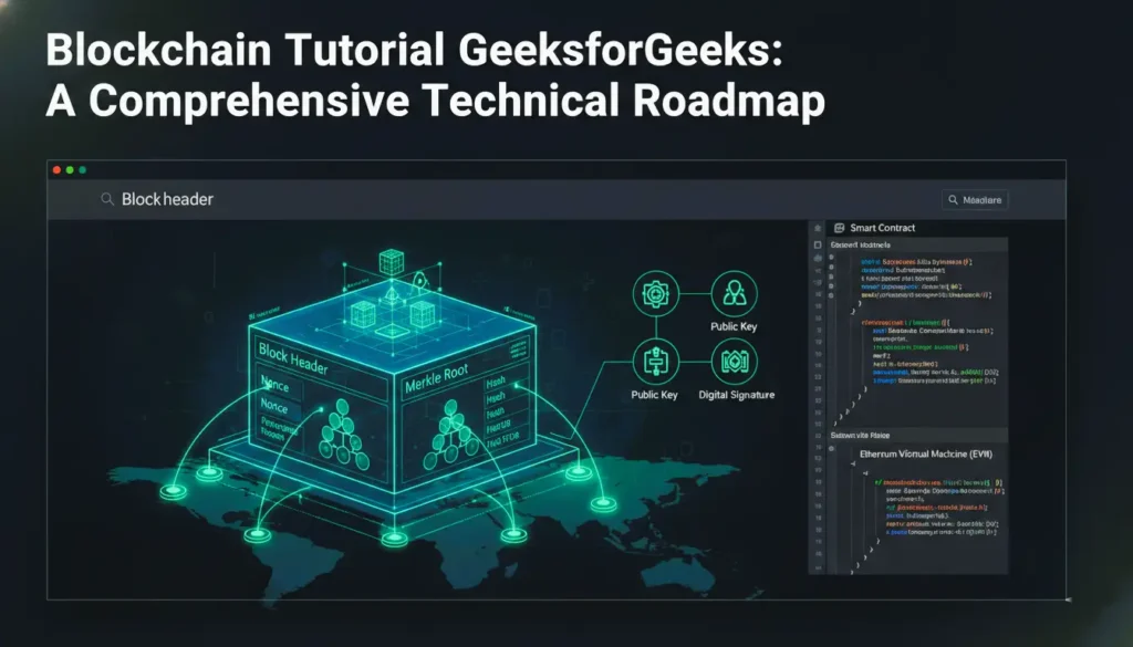Blockchain Tutorial GeeksforGeeks, Blockchain Architecture Guide, Learn Blockchain Development, Smart Contract Development, Blockchain Technical Roadmap